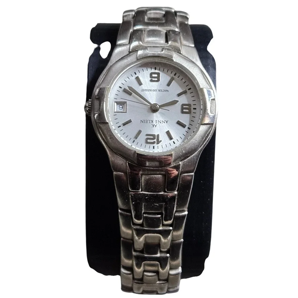 Anne Klein Women's Watch Silver Tone Stainless Steel Date Quartz Untested